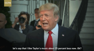 霉霉打破沉默表達政治立場，特朗普：對她歌的喜愛減少25%丨外媒說