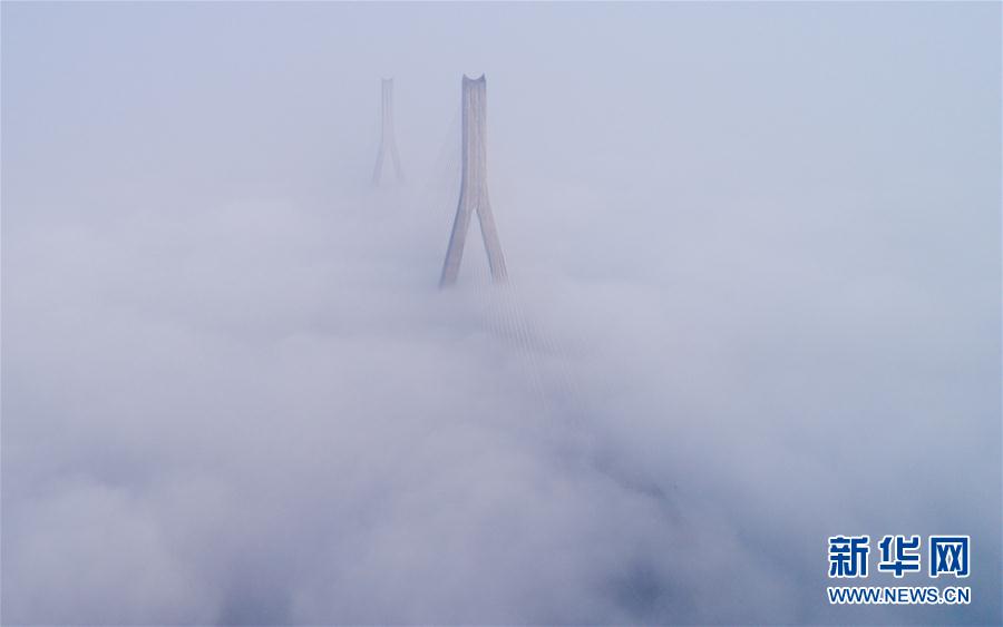 人間仙境！武漢現(xiàn)大霧天氣 高架橋宛如天路(組圖)