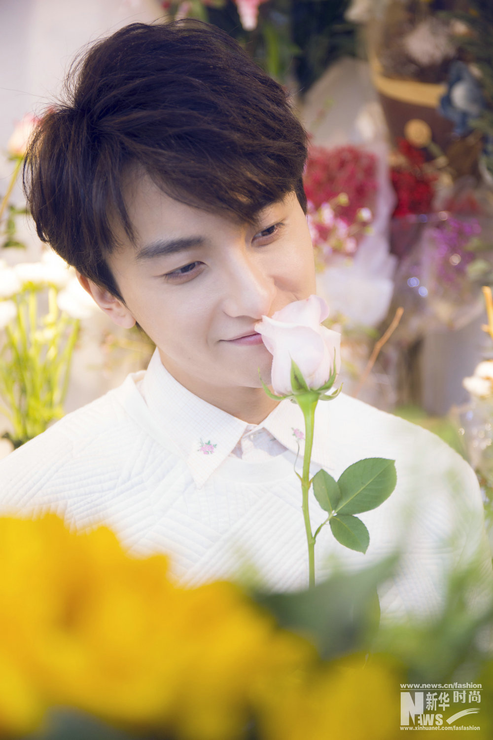 牛駿峰時尚大片曝光 清新暖男花中示愛