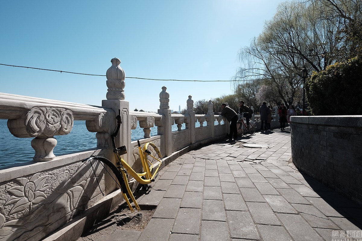 北京什剎海一共享單車被毀 只剩“骨架”