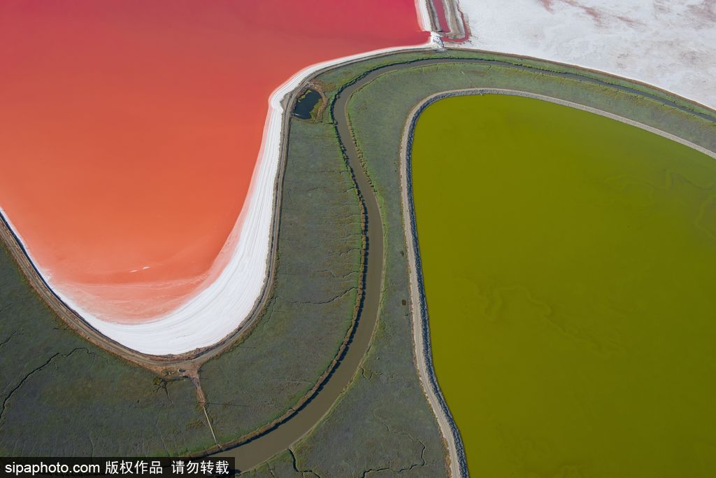 這才是上帝的調(diào)色盤！航拍美國鹽蒸發(fā)池色彩繽紛