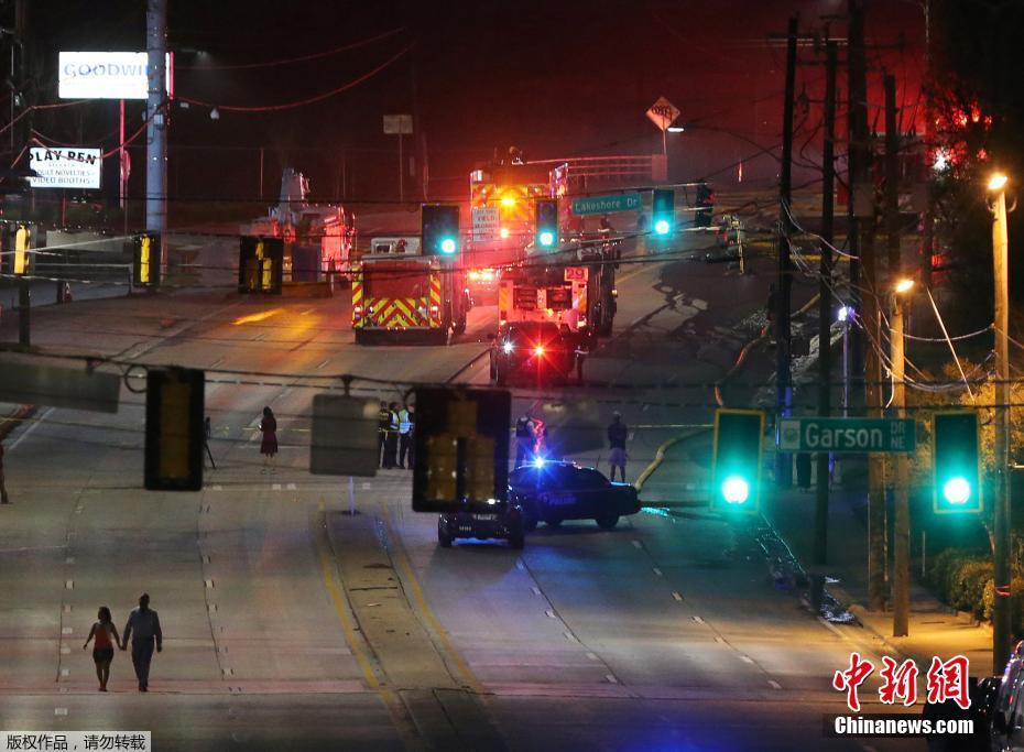 美國洲際公路立交橋發(fā)生大火坍塌