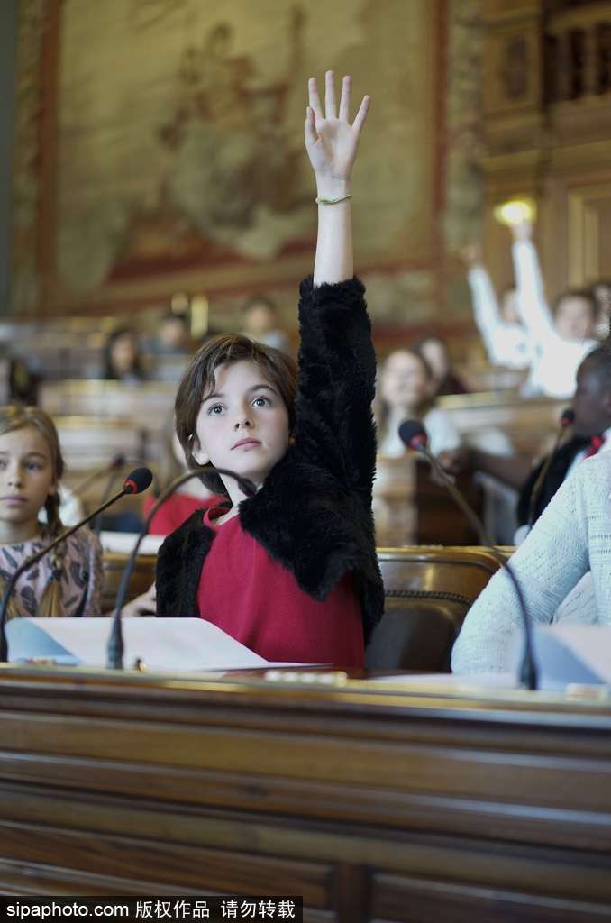 巴黎舉行萌娃理事會討論教務 小小“議員”舉手參與嚴肅呆萌