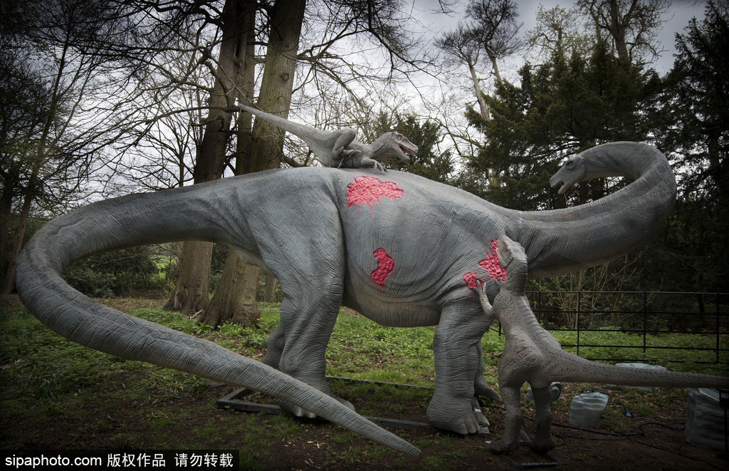 再現侏羅紀王國 倫敦奧斯特利公園舉辦互動恐龍模型展