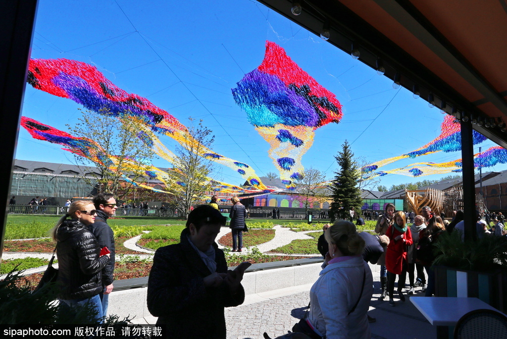 如墜凡間 俄羅斯藝術家創作“火鳥”降落傘織物藝術品