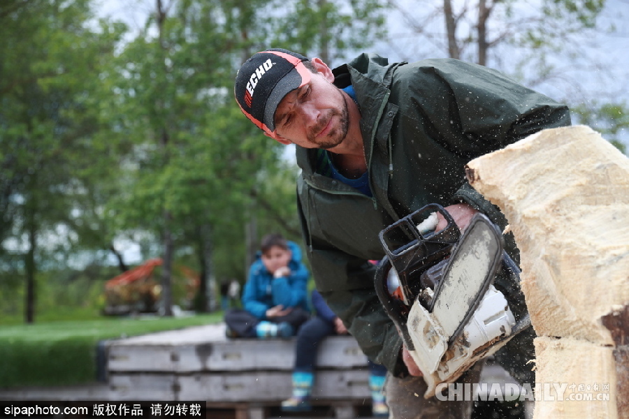 俄羅斯莫斯科舉行首屆根雕藝術節 形態各異