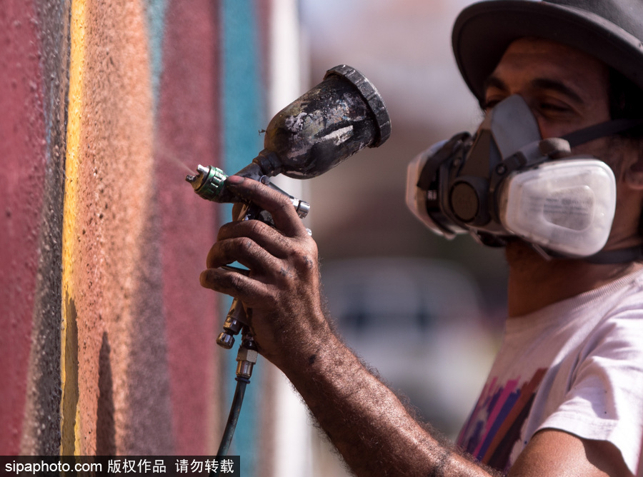 美國萊克沃思街頭繪畫藝術節 各國藝術家齊聚大展身手