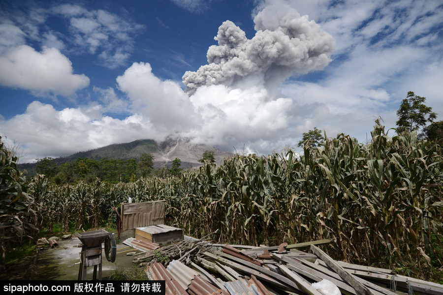 印尼錫納朋火山持續噴發 煙霧遮天蔽日