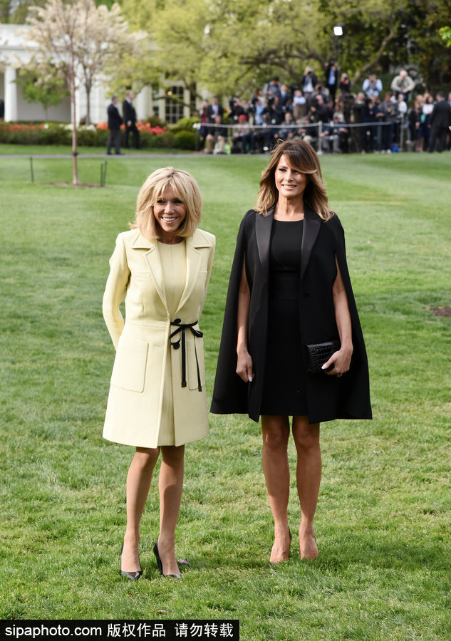 美法第一夫人同框！高貴氣質不相上下