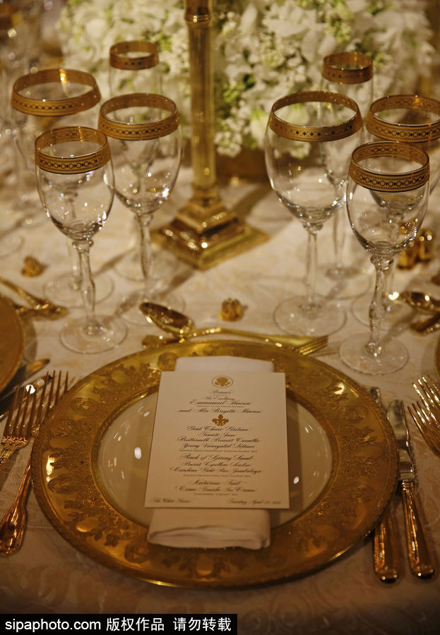 高貴又奢華！特朗普歡迎馬克龍宴會陳設(shè)曝光