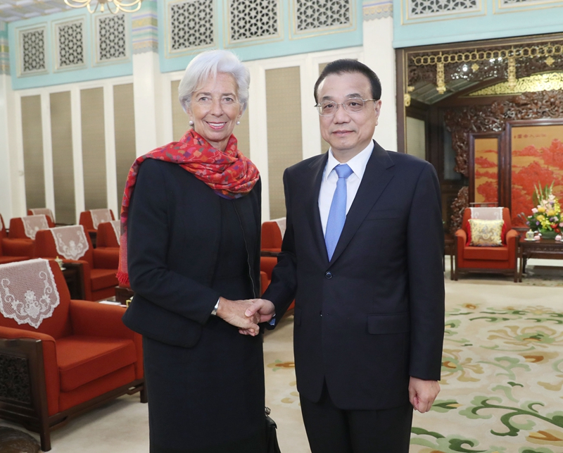 李克強會見國際貨幣基金組織總裁拉加德