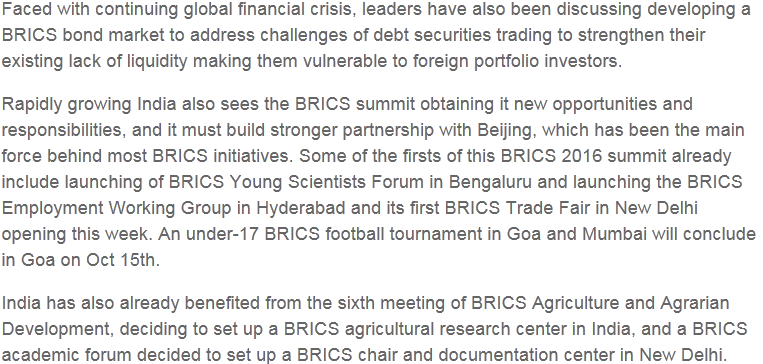 【老外談】印度學者：金磚國家經濟改善，信心滿滿迎接果阿會晤